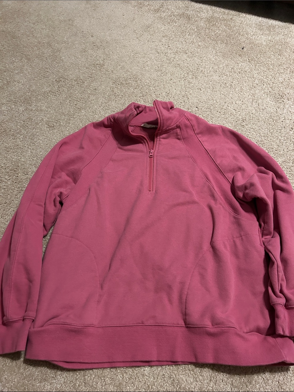 Quarter-Zip Cowl Sweater in Rose Pink
